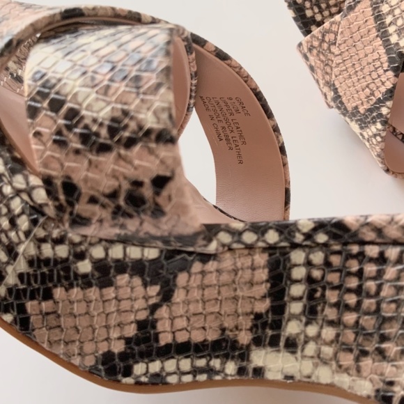 Kate Spade Grace Leather Snake Rose Nude Gray Black Animal Print Platform Sandal - Picture 14 of 14
